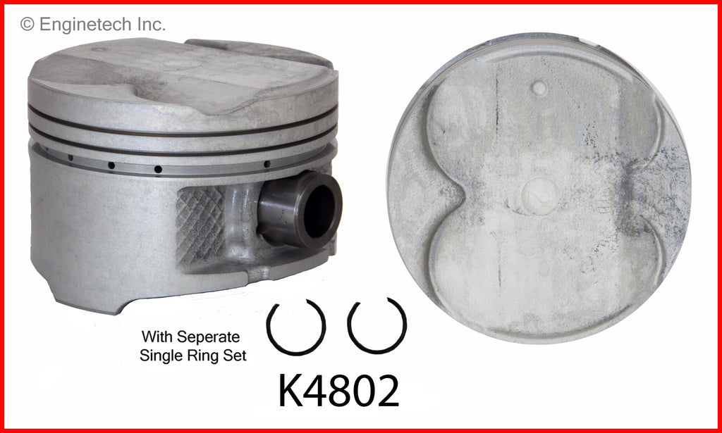 Enginetech K4802(4)P.50 Engine Piston Kit with Full Ring Stack for Toyota, Pontiac, and Lotus Models