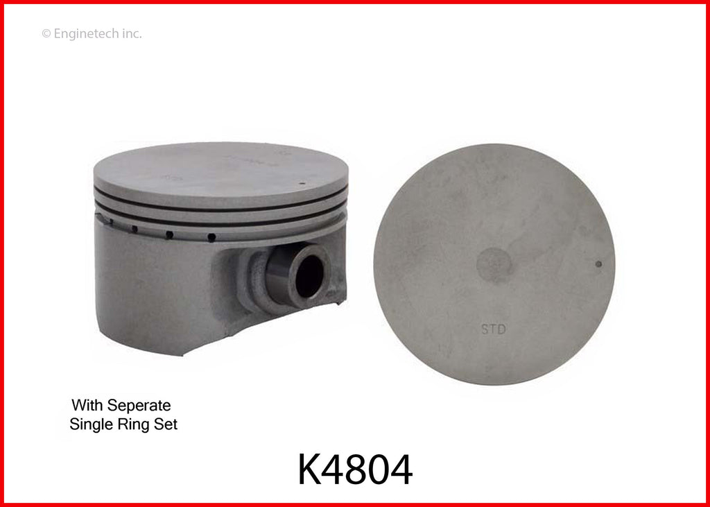 Enginetech K4804(4)PSTD Engine Piston Kit with Full Ring Stack — High-Quality Replacement for Domestic and Import Engines
