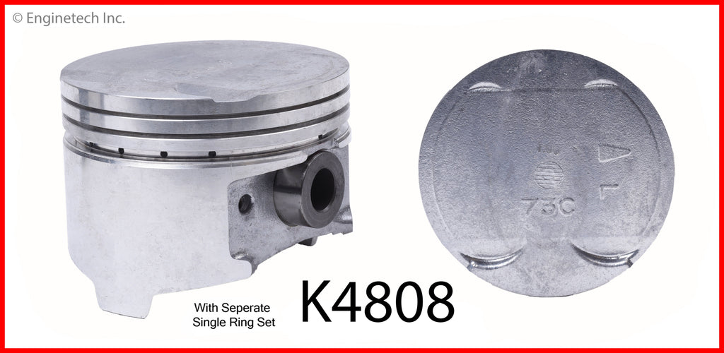 Enginetech K4808(6)P.75 Engine Piston Kit with Separate Full Ring Stack for Chrysler and Dodge Vehicles