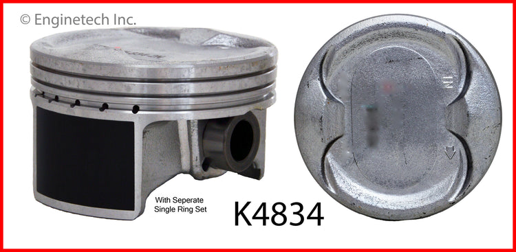 Enginetech K4834(4)PSTD Engine Piston Kit with Full Ring Stack for Honda Models