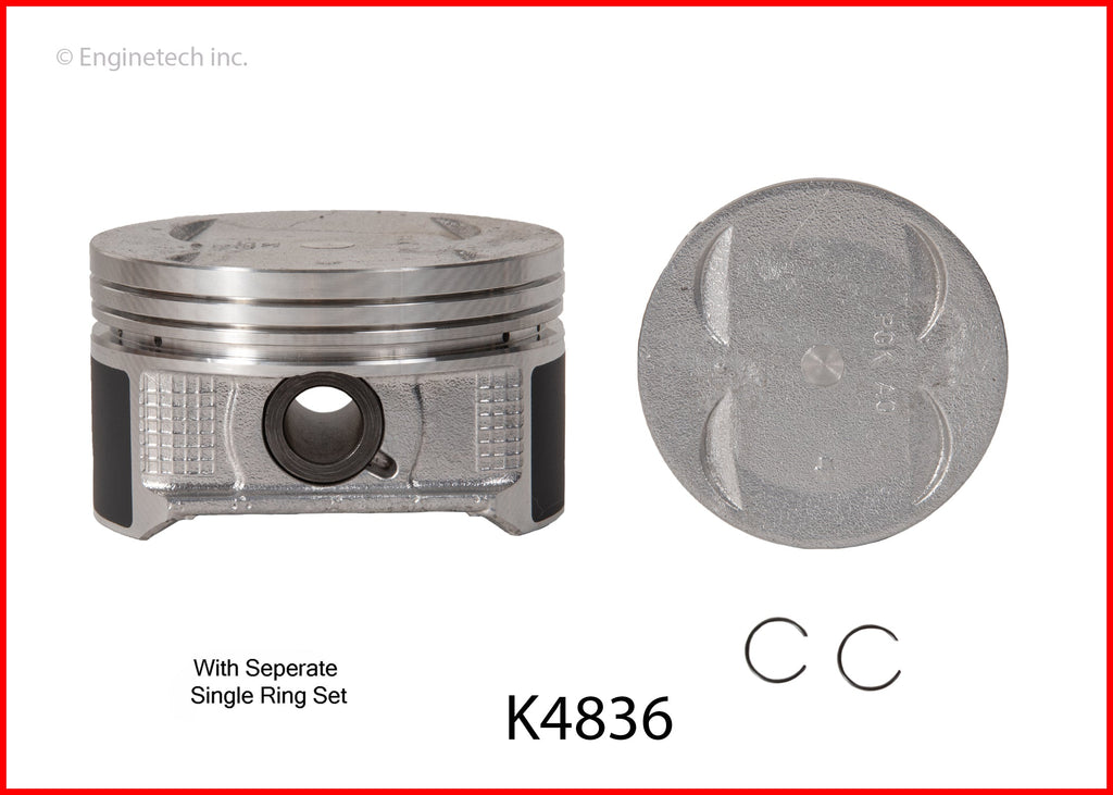 Enginetech K4836(6)PSTD Engine Piston Kit with Full Ring Stack and Options