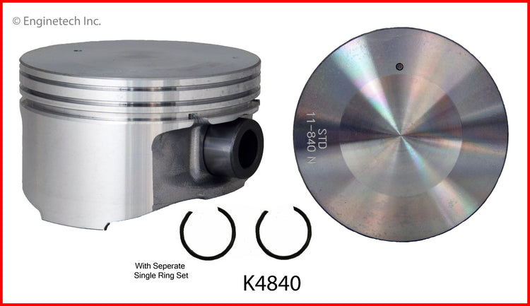 Enginetech K4840(4)PSTD Engine Piston Kit with Separate Full Ring Stack for Isuzu Vehicles