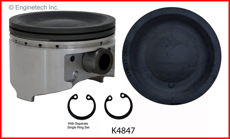 Enginetech K4847(6)PSTD Engine Piston Kit with Separate Full Ring Stack for Mitsubishi Vehicles