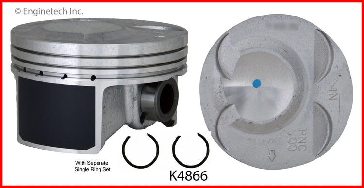 Enginetech K4866(4)PSTD Engine Piston Kit with Separate Full Ring Stack for Acura RSX