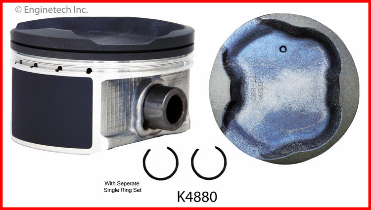 Enginetech K4880(4)PSTD Engine Piston Kit with Separate Full Ring Stack for Toyota Tacoma and 4Runner