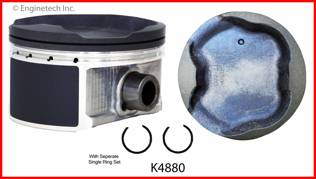 Enginetech K4880(4)P.50 Engine Piston Kit with Separate Full Ring Stack for Toyota Tacoma and 4Runner