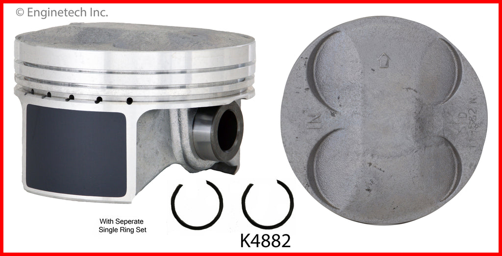 Enginetech K4882(4)P.50 Engine Piston Kit with Full Ring Stack for Honda and Acura Models