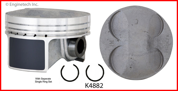 Enginetech K4882(4)P.50 Engine Piston Kit with Full Ring Stack for Honda and Acura Models