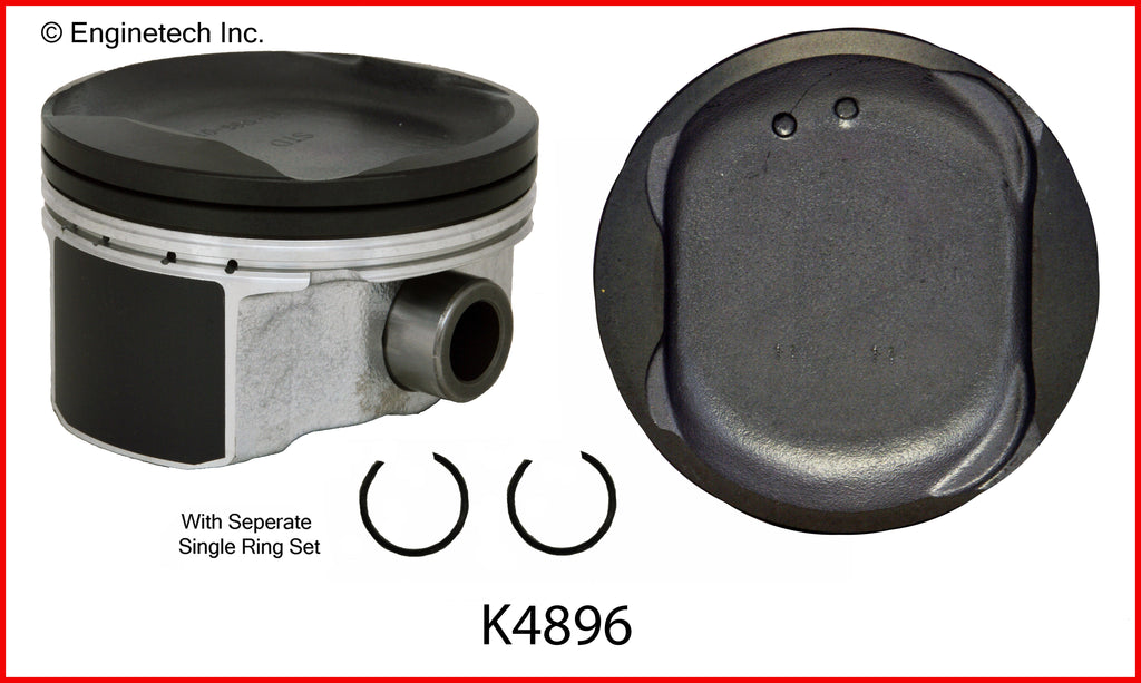 Enginetech K4896(4)PSTD Engine Piston Kit with Separate Full Ring Stack for Toyota and Scion Models