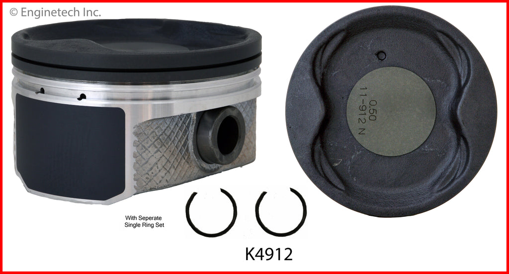 Enginetech K4912(8)P.50 Engine Piston Kit with Separate Full Ring Stack for Toyota and Lexus SUVs