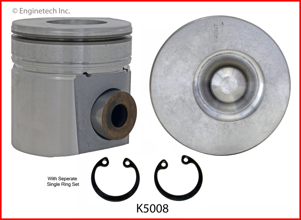 Enginetech K5008(6)P.50 Engine Piston Kit with Separate Full Ring Stack for Dodge Ram 2500 & 3500 (1994-1998)
