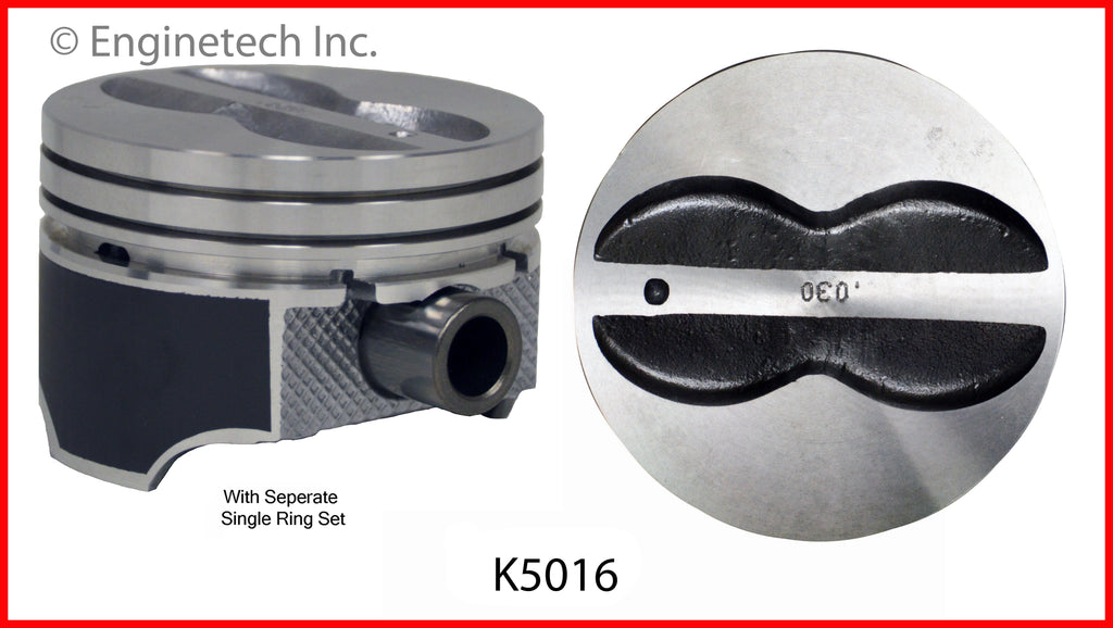 Enginetech K5016(8)STD Engine Piston Kit with Full Ring Stack for Classic Chevrolet and GMC Models