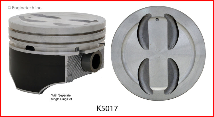 Enginetech K5017(8)030 Engine Piston Kit with Separate Full Ring Stack for Domestic and Import Engines