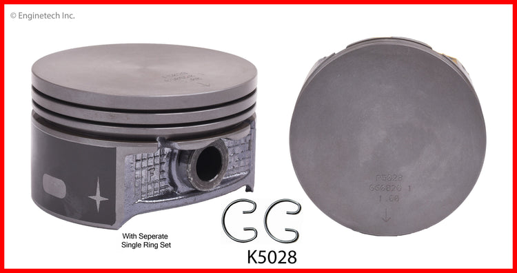 Enginetech K5028(8)PSTD Engine Piston Kit with Full Ring Stack for Ford and Lincoln Models