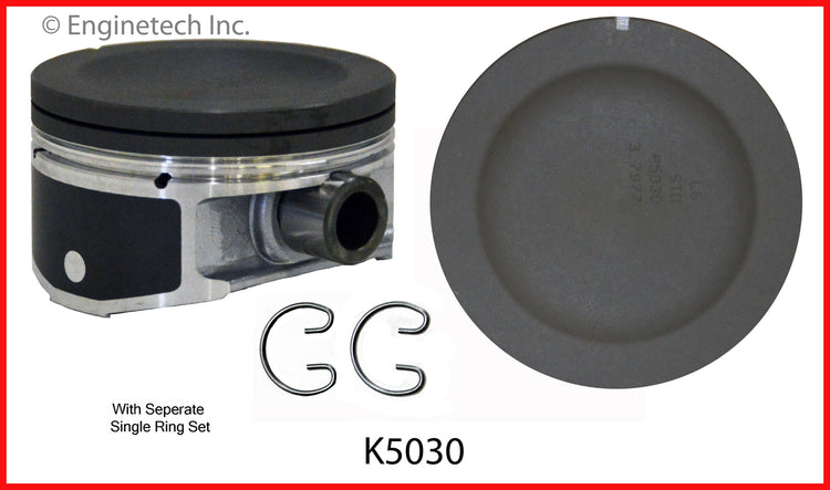 Enginetech K5030(6)P.75 Engine Piston Kit with Separate Full Ring Stack for GM and Pontiac Models