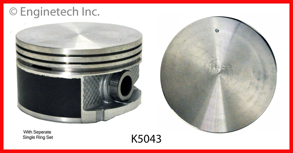 Enginetech K5043(6)P.50 Engine Piston Kit with Separate Full Ring Stack for Chrysler and Dodge Vans