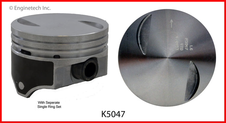 Enginetech K5047(8)STD Engine Piston Kit with Full Ring Stack for Chevy Vehicles