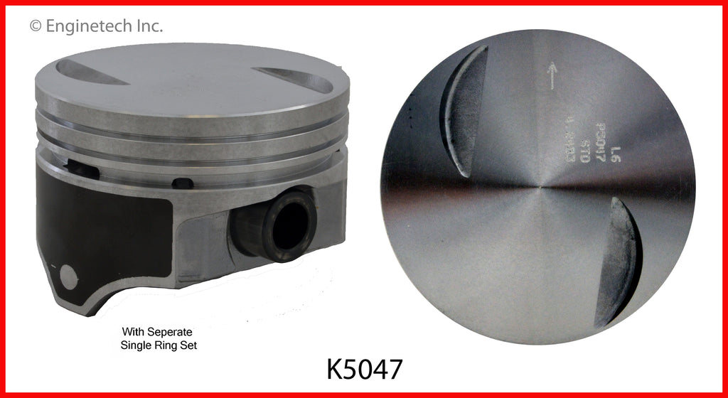 Enginetech K5047(8)060 Engine Piston Kit with Full Ring Stack for Chevy Vehicles