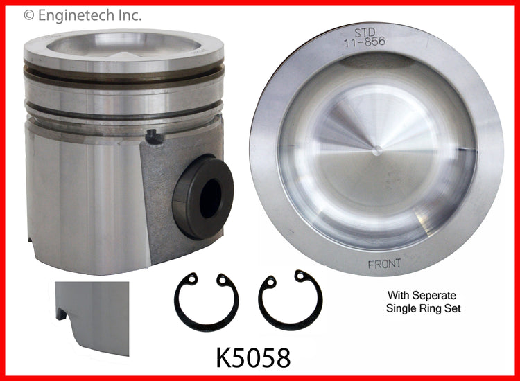 Enginetech K5058(6)PSTD Engine Piston Kit with Full Ring Stack – Standard and Premium Rings Included