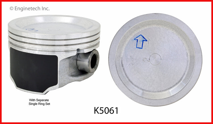 Enginetech K5061(6)PSTD Engine Piston Kit with Separate Full Ring Stack for GM Vehicles