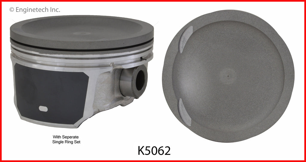 Enginetech K5062(4)PSTD Engine Piston Kit with Full Ring Stack for Mazda 3, Mazda 6, Ford Fusion, and Mercury Milan