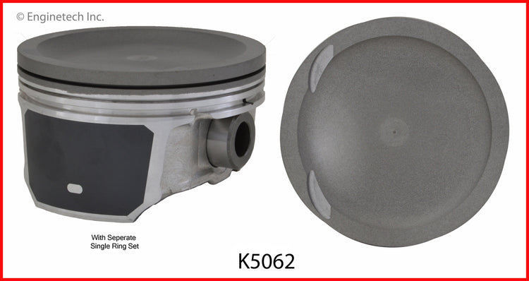 Enginetech K5062(4)PSTD Engine Piston Kit with Full Ring Stack for Mazda 3, Mazda 6, Ford Fusion, and Mercury Milan