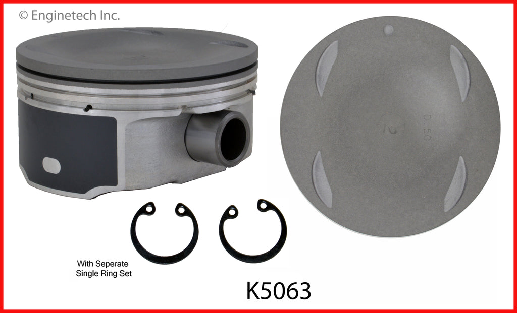 Enginetech K5063(8)P.50 Engine Piston Kit with Separate Full Ring Stack for Nissan Vehicles
