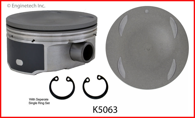 Enginetech K5063(8)P.50 Engine Piston Kit with Separate Full Ring Stack for Nissan Vehicles