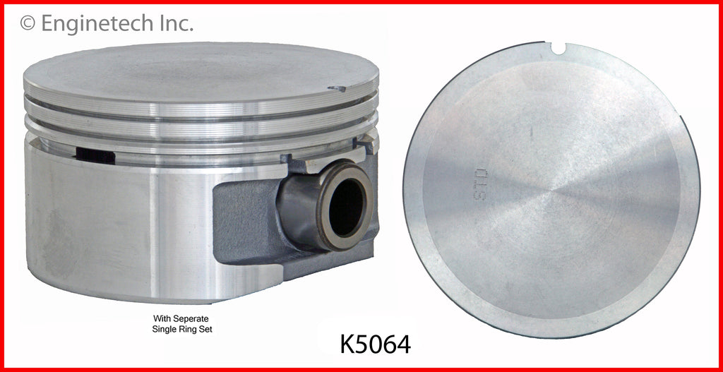 Enginetech K5064(6)P.50 Engine Piston Kit with Separate Full Ring Stack for Saturn and Cadillac Models