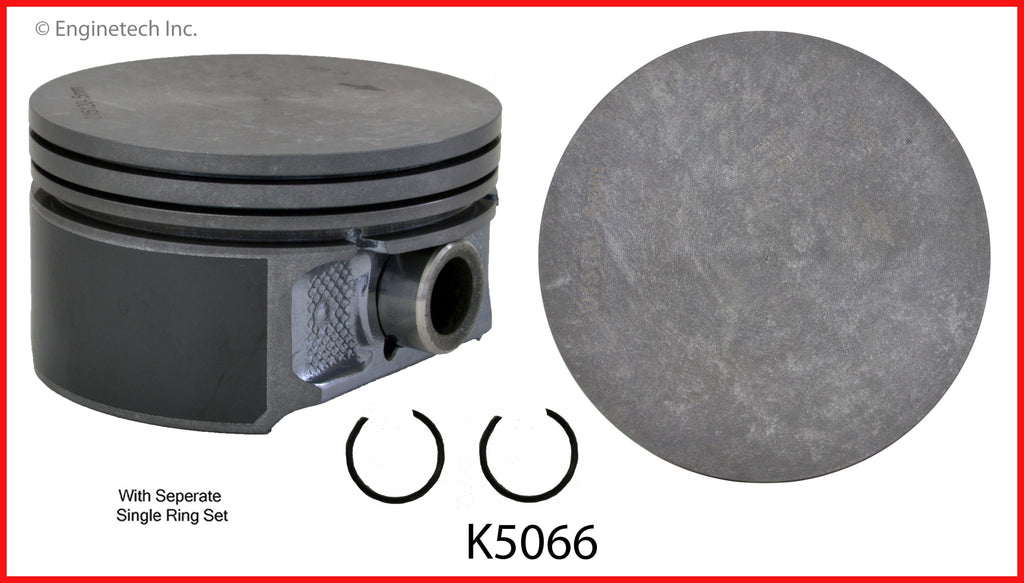 Enginetech K5066(8)PSTD Engine Piston Kit with Separate Full Ring Stack for Lincoln Vehicles
