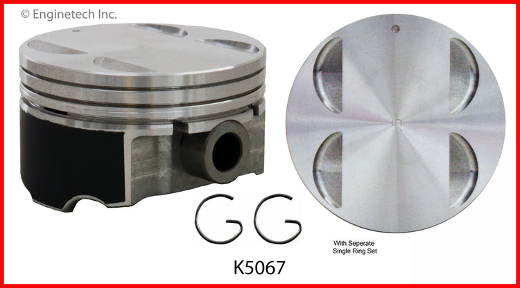 Enginetech K5067(6)PSTD Engine Piston Kit with Full Ring Stack for Select GM and Saturn Models