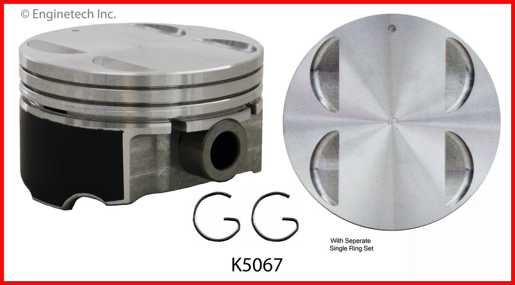 Enginetech K5067(6)P.50 Engine Piston Kit with Separate Full Ring Stack for Select GM and Saturn Models