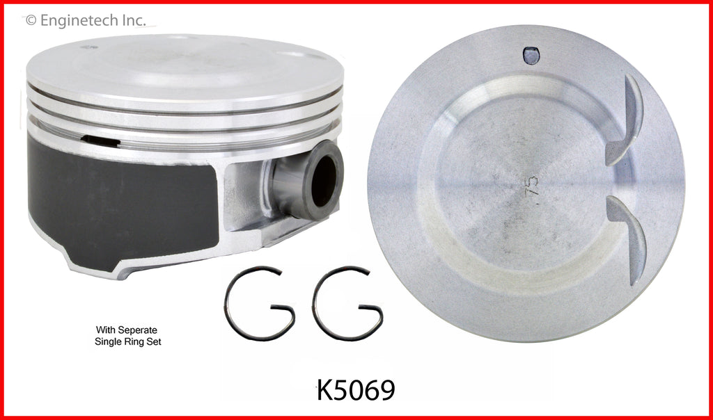 Enginetech K5069(6)PSTD Engine Piston Kit with Separate Full Ring Stack for 2006-2007 GMC Envoy, Chevrolet Trailblazer, Buick Rainier, Saab 9-7x