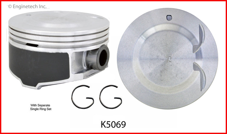 Enginetech K5069(6)P.75 Engine Piston Kit with Separate Full Ring Stack for 2006-2007 GMC Envoy, Chevrolet Trailblazer & More