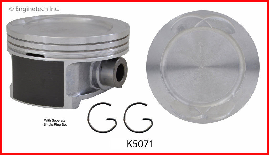 Enginetech K5071(6)P.50 Engine Piston Kit with Separate Full Ring Stack for Select GM Models