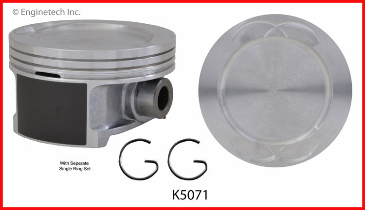Enginetech K5071(6)P.50 Engine Piston Kit with Separate Full Ring Stack for Select GM Models