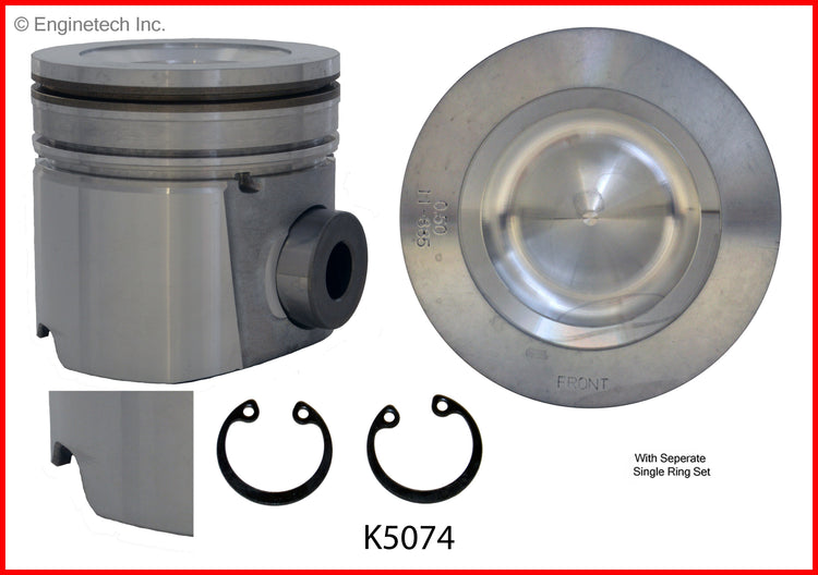 Enginetech K5074(6)P020 Engine Piston Kit with Full Ring Stack for Ram 2500 and 3500 (2012-2013)