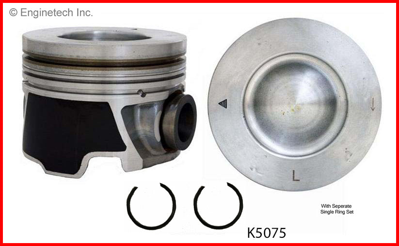 Enginetech K5075(8)PSTD Engine Piston Kit with Separate Full Ring Stack for Chevrolet Silverado and GMC Sierra