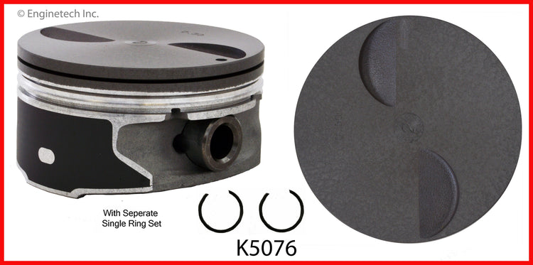 Enginetech K5076(8)P.50 Engine Piston Kit with Separate Full Ring Stack for Cadillac and GMC Vehicles