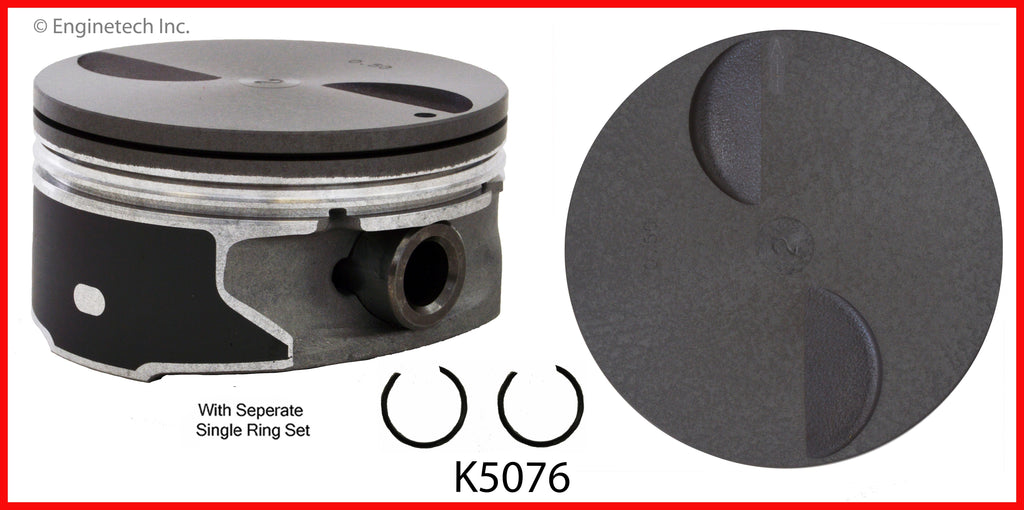 Enginetech K5076(8)PSTD Engine Piston Kit with Separate Full Ring Stack for Cadillac and GMC Models