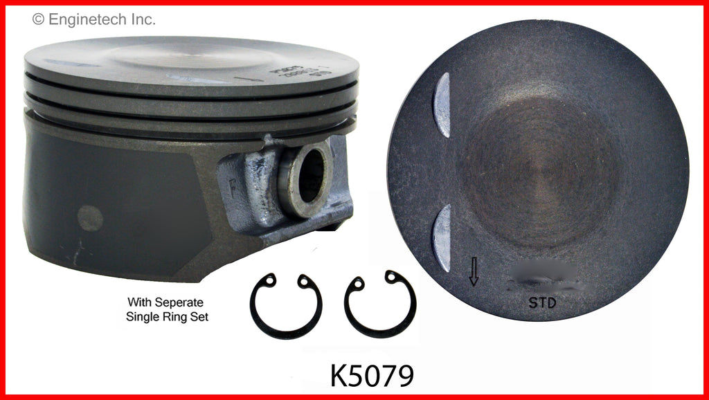 Enginetech K5079(4)P.50 Engine Piston Kit with Separate Full Ring Stack for Chevy Colorado & GMC Canyon
