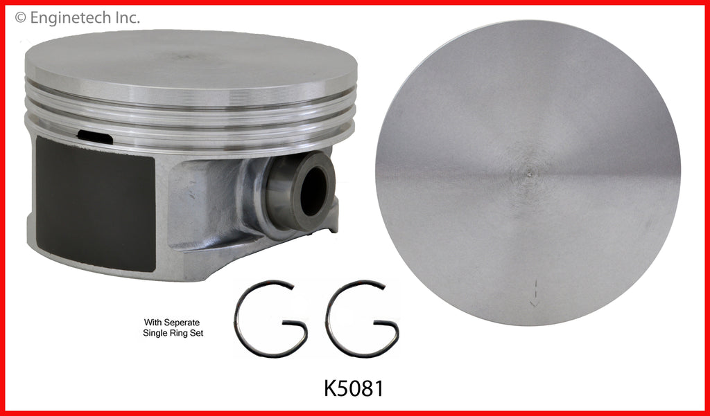 Enginetech K5081(8)P.50 Engine Piston Kit with Full Ring Stack for 2004 Chevrolet Corvette