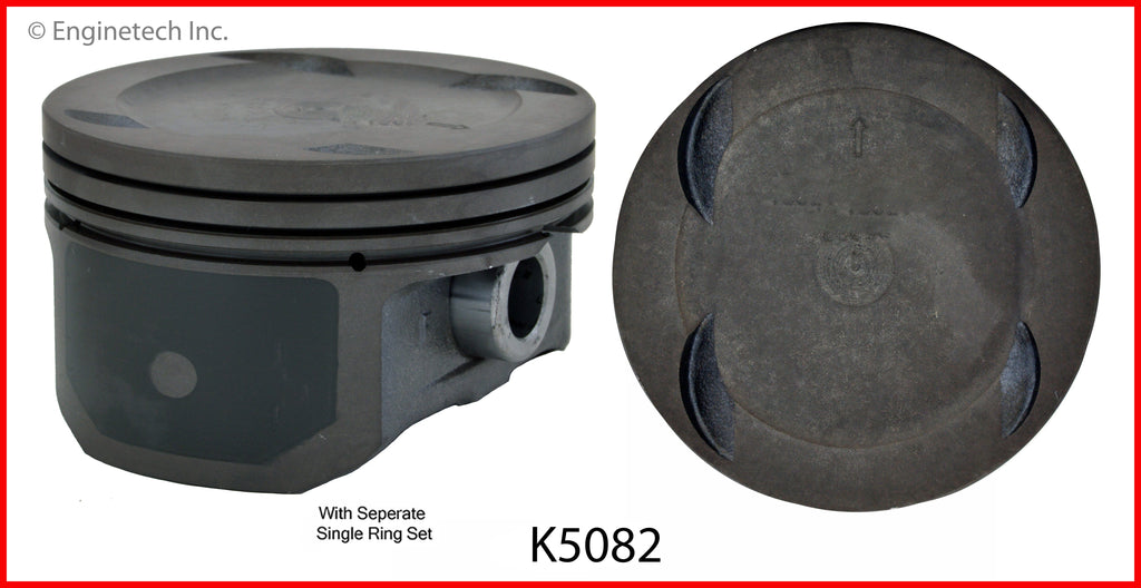Enginetech K5082(4)PSTD Engine Piston Kit with Full Ring Stack for Chrysler, Dodge, and Jeep Vehicles