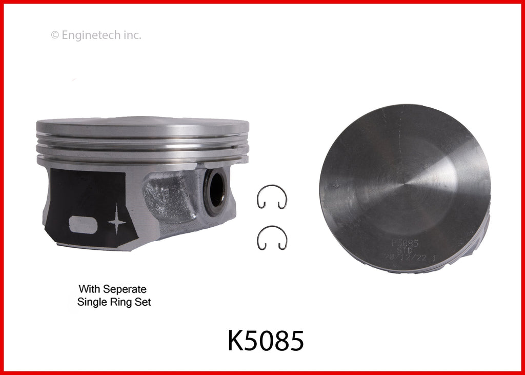 Enginetech K5085(8)PSTD Engine Piston Kit with Separate Full Ring Stack for Chrysler and Dodge Models