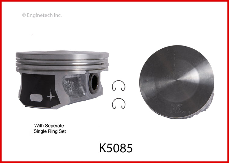 Enginetech K5085(8)P.50 Engine Piston Kit with Full Ring Stack for Chrysler and Dodge Vehicles