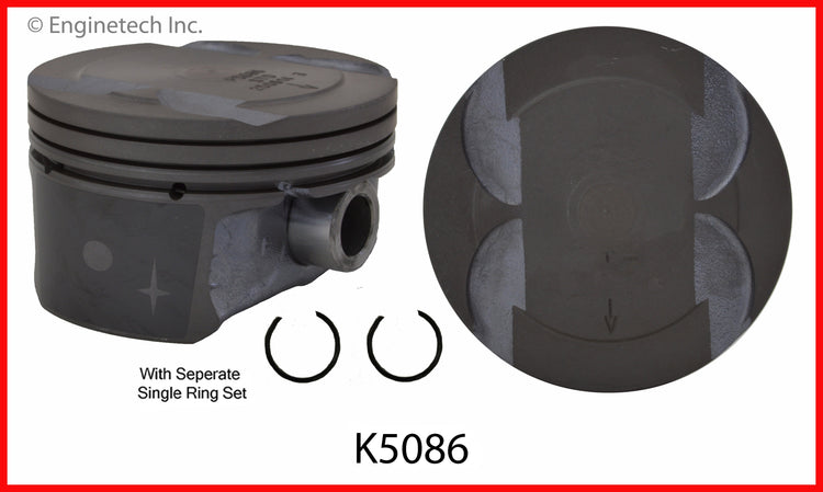 Enginetech K5086(6)PSTD Engine Piston Kit with Full Ring Stack for 2007-2012 Ford and Lincoln Models