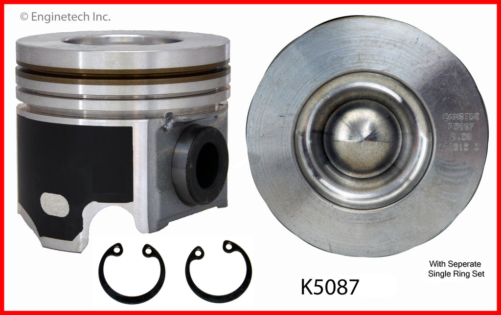 Enginetech K5087(8)P.50 Engine Piston Kit with Full Ring Stack for Ford Excursion and Super Duty Models