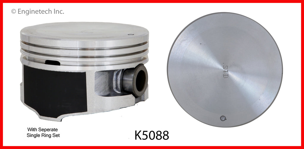 Enginetech K5088(8)P.50 Engine Piston Kit with Full Ring Stack for Ford and Lincoln Models