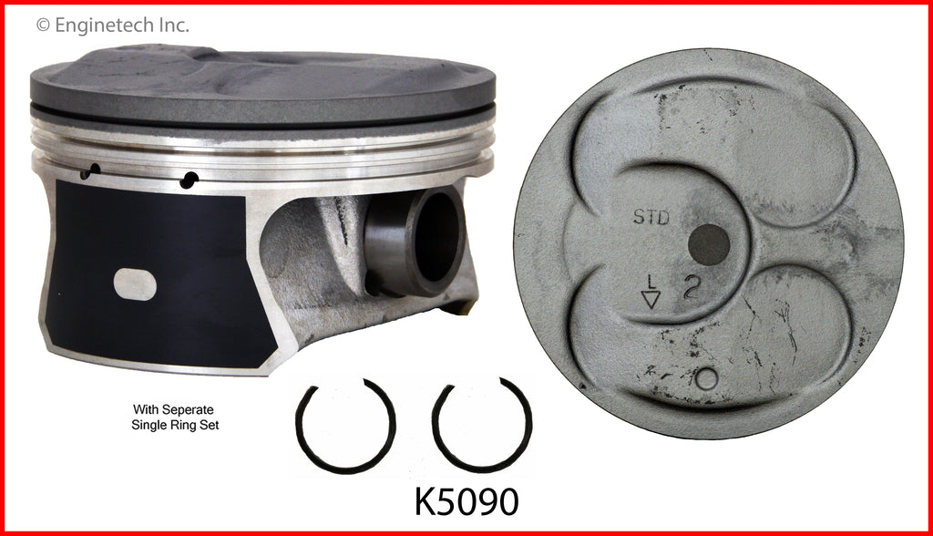 Enginetech K5090(6)P.50 Engine Piston Kit with Full Ring Stack for 2012-2015 Buick Enclave, Chevrolet Traverse & GMC Acadia