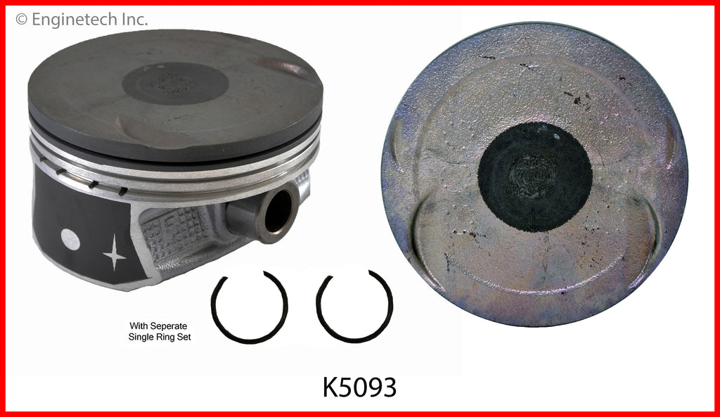 Enginetech K5093(8)P.50 Engine Piston Kit with Separate Full Ring Stack for Ford F-150 and Super Duty Models